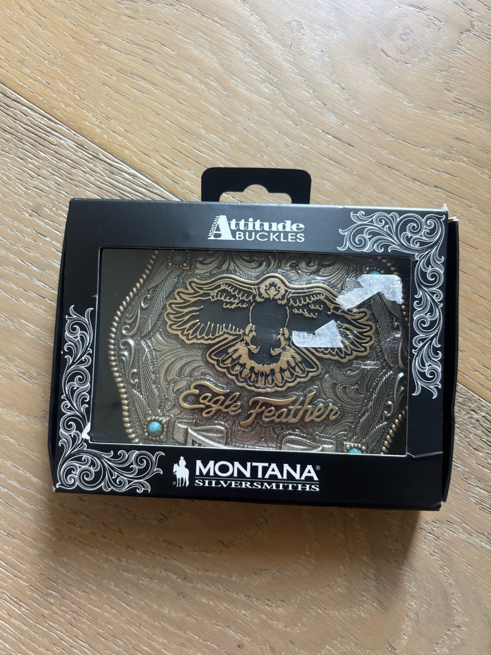 Montana Silversmiths X Ian Munsick Eagle Feather Belt Buckle NIB gold silver - Picture 3 of 5